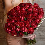 Букет из 51 розы Черри (вишневая) 60 см