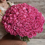 Букет из 101 розы Аква (розовая) 60 см